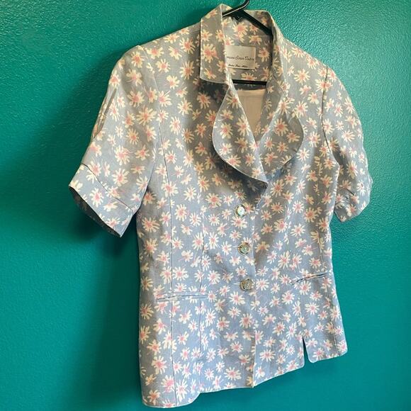 Harrison Simon Couture 100% Linen Floral Skirt Suit Set Women's 4 - Picture 3 of 10